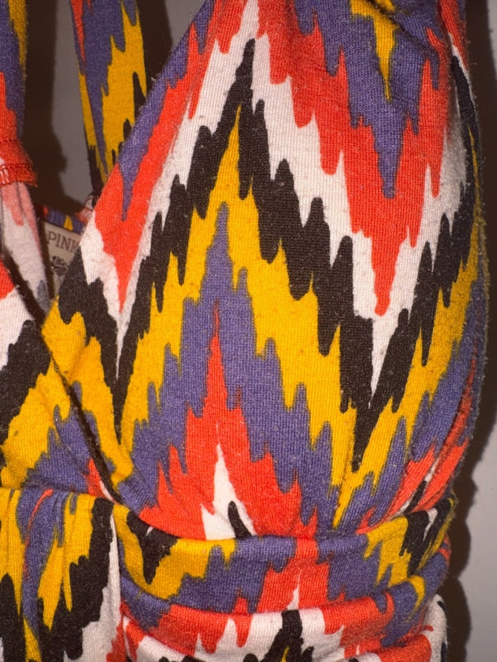 Pink Rose Multicolor Chevron Maxi Dress - Orange, Navy, Yellow, White - Picture 3 of 6